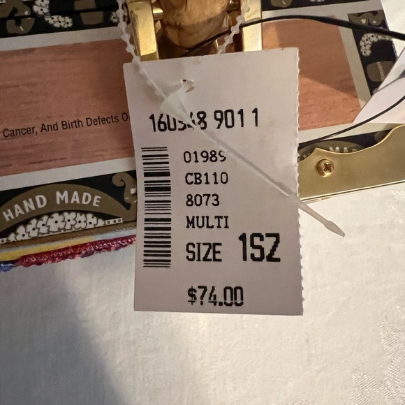 Genuine cigar box bag with two red and blue beaded parrots and beaded flowers - Picture 7 of 12